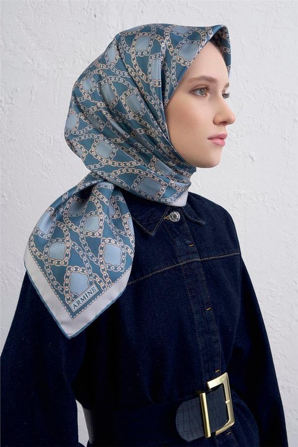 Armine Dj Saf İpek Eşarp 9410D (T) - Açık Mavi