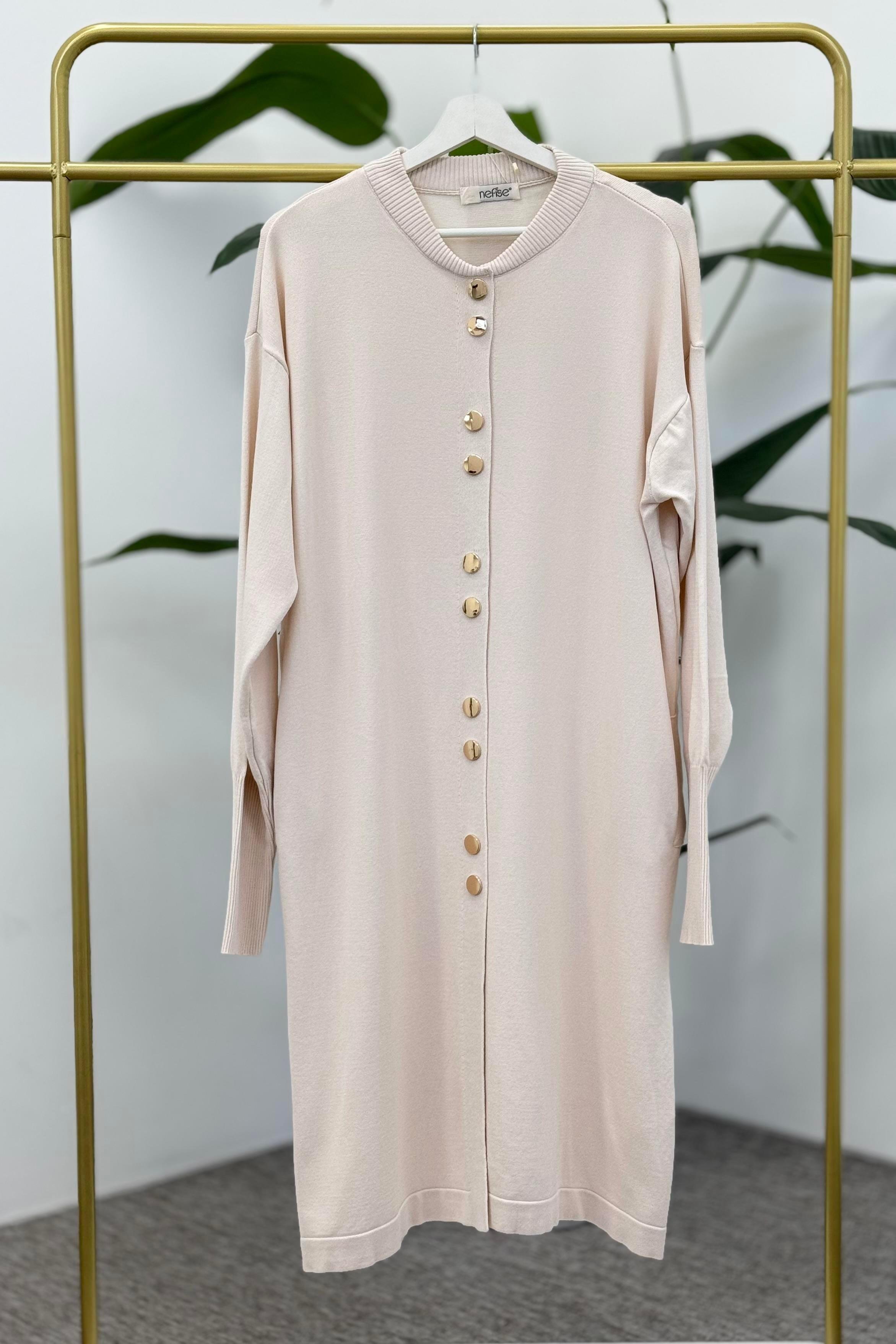 Çıtçıtlı Cep Detaylı Hırka 140333 - Vanilya