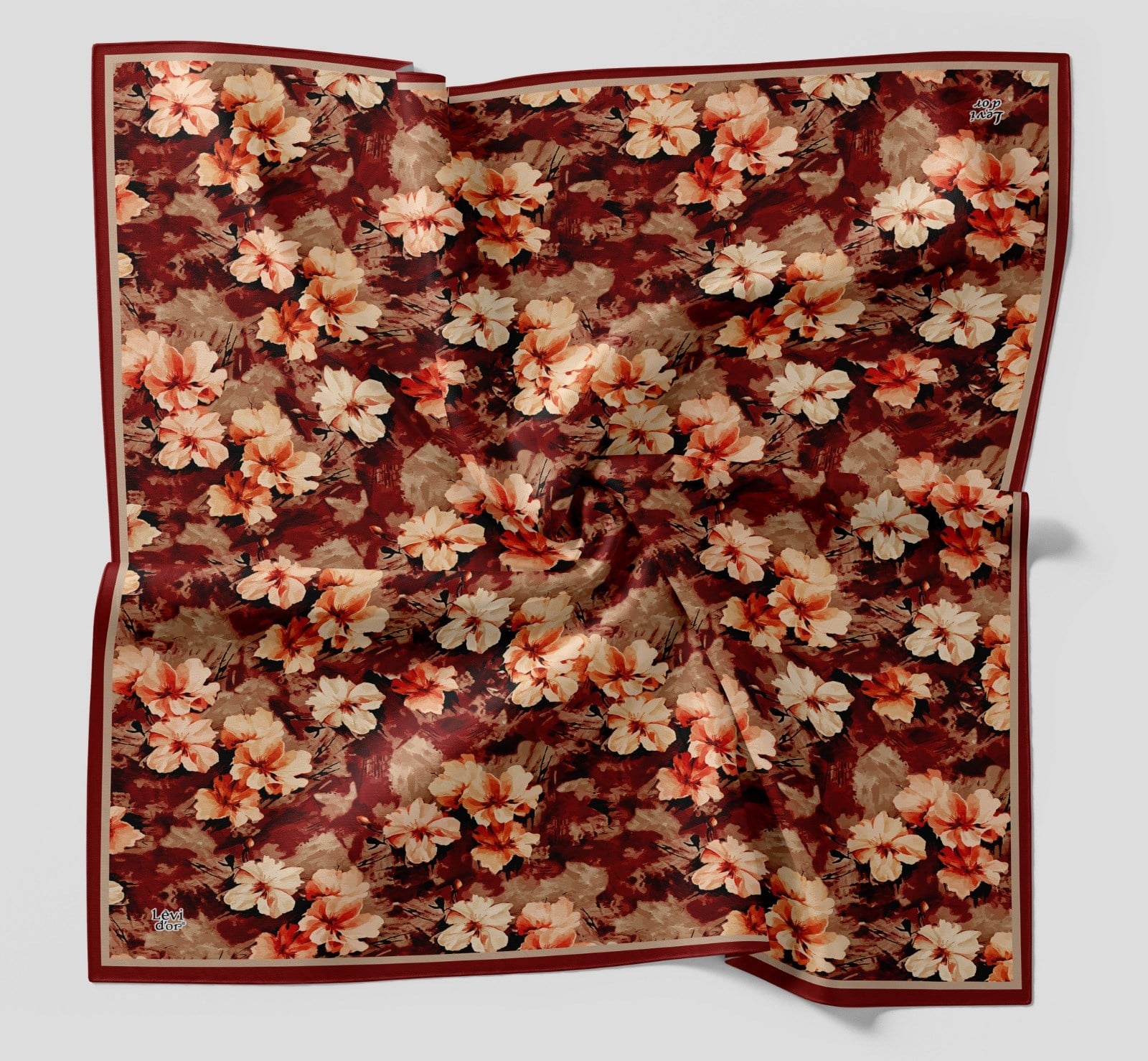 Levidor Çiçek Desen Pamuk Eşarp 29871 - Ateş