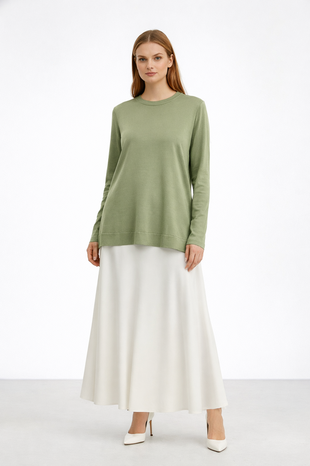 Nuss 902 Etek Üstü Oval Kesim Tunik - Haki