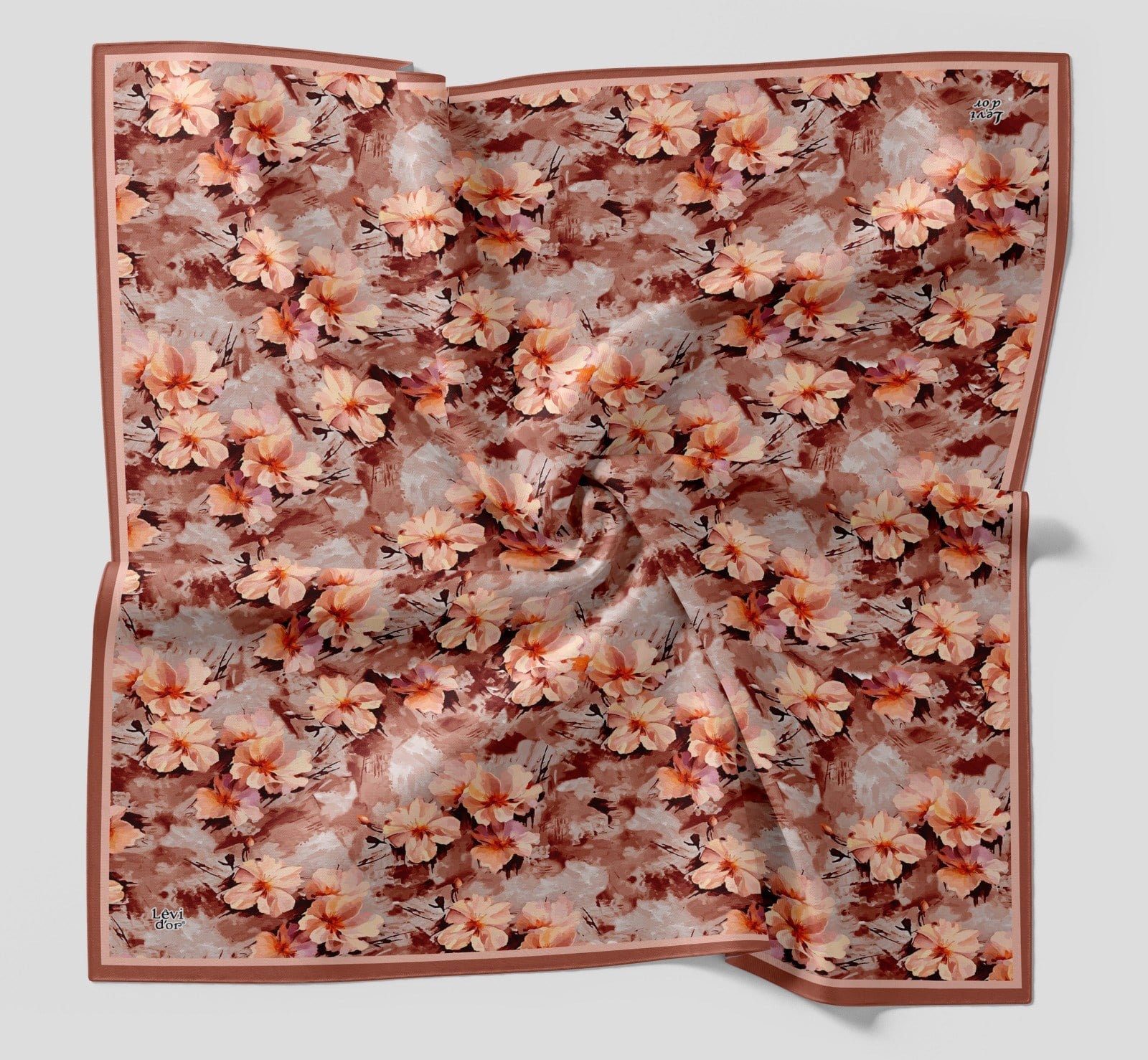 Levidor Çiçek Desen Pamuk Eşarp 29871 - Turuncu