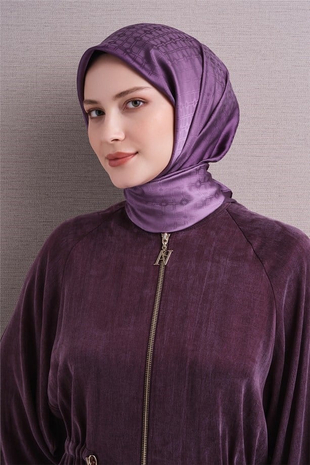 Armine Dj Saf Jakar İpek Eşarp 9647D (J) - Mor Eşarp ARMİNE 