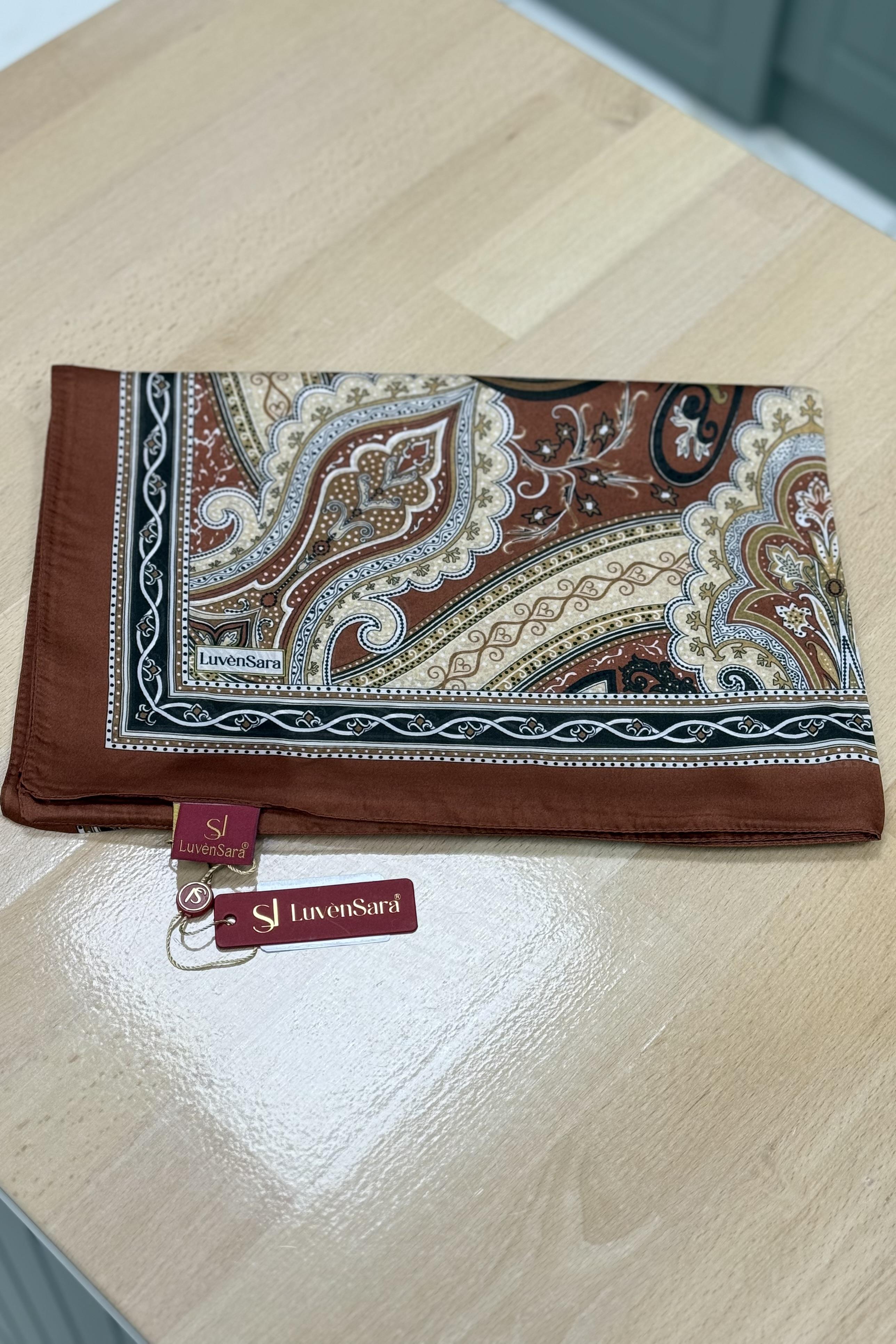 Luven Sara 11842 Hint İpeği Şal - Kiremit