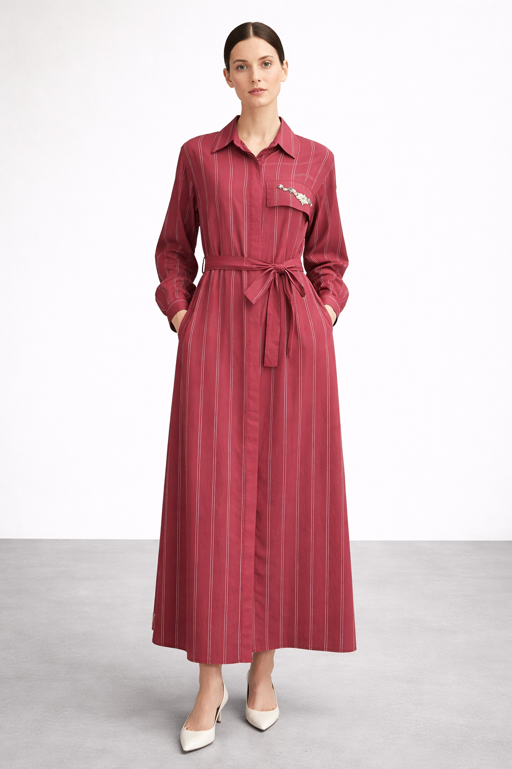 Ceremony 26Y721 İstiridye İşlemeli Miranda Elbise - Bordo