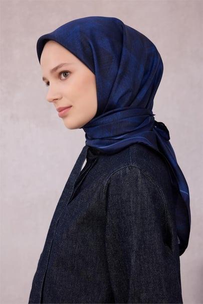 Belli Saf İpek Eşarp 4201D (T) - Lacivert