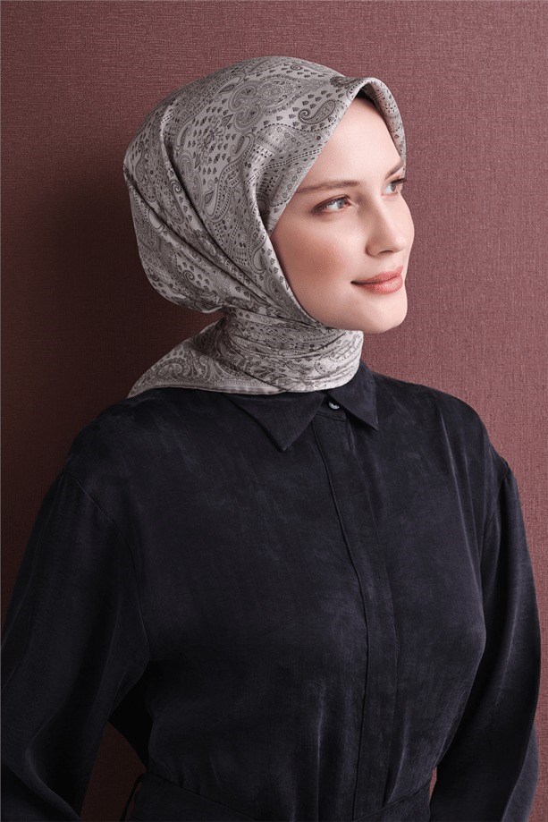 Armine Dj Saf Twill İpek Eşarp 9631D (T) - Duman Eşarp ARMİNE 