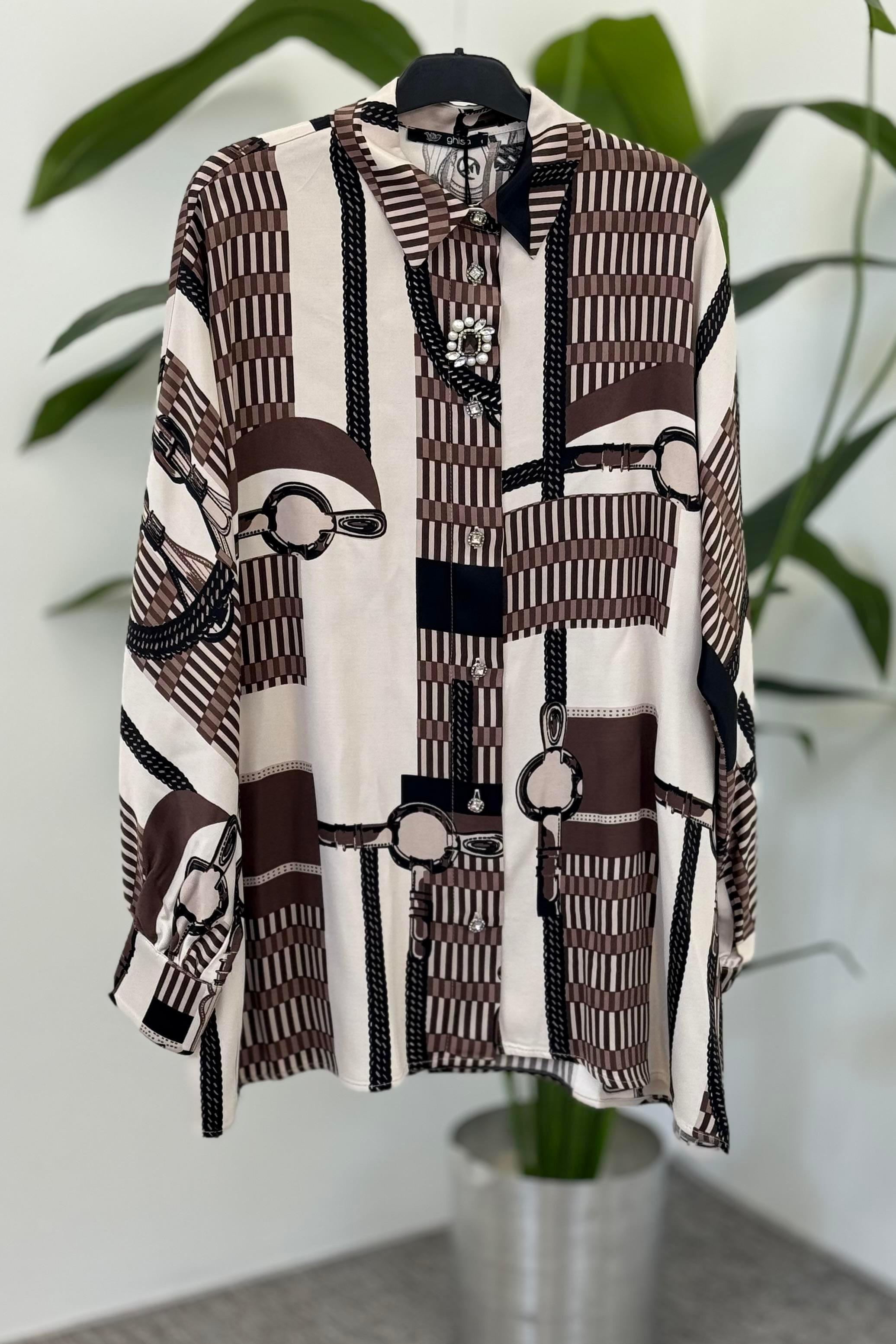 Ghisa 4093 Tunik - Kahve Pano Desenli