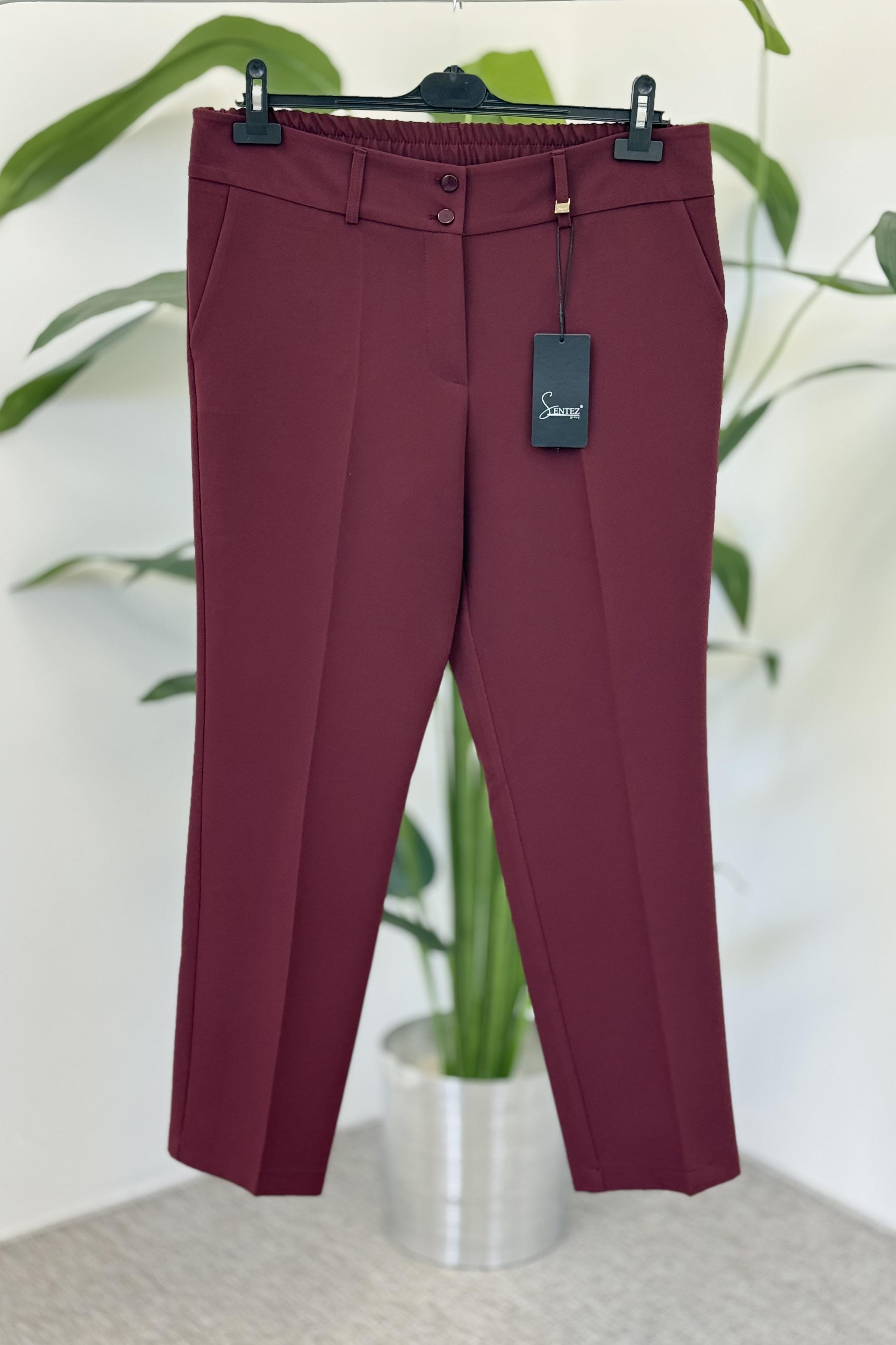 Sentez 5605 Arkası Lastikli Büyük Beden Pantolon - Bordo
