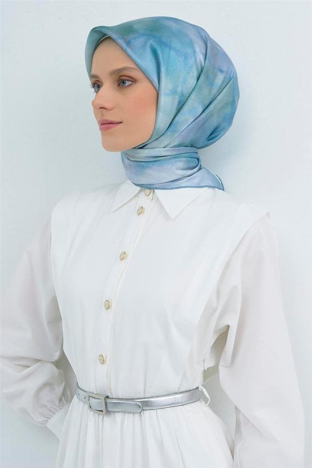 Armine Dj Saf Twill İpek Eşarp 9501D (T) - Turkuaz