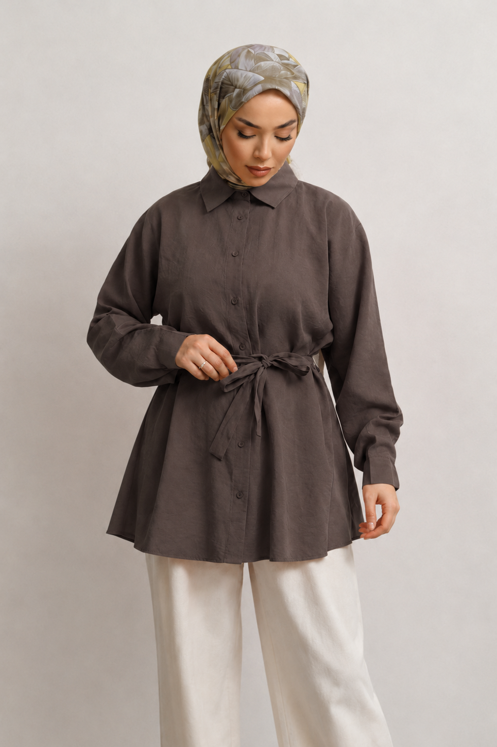 Bel Bağlama Detay Tunik 250352 - Kahve