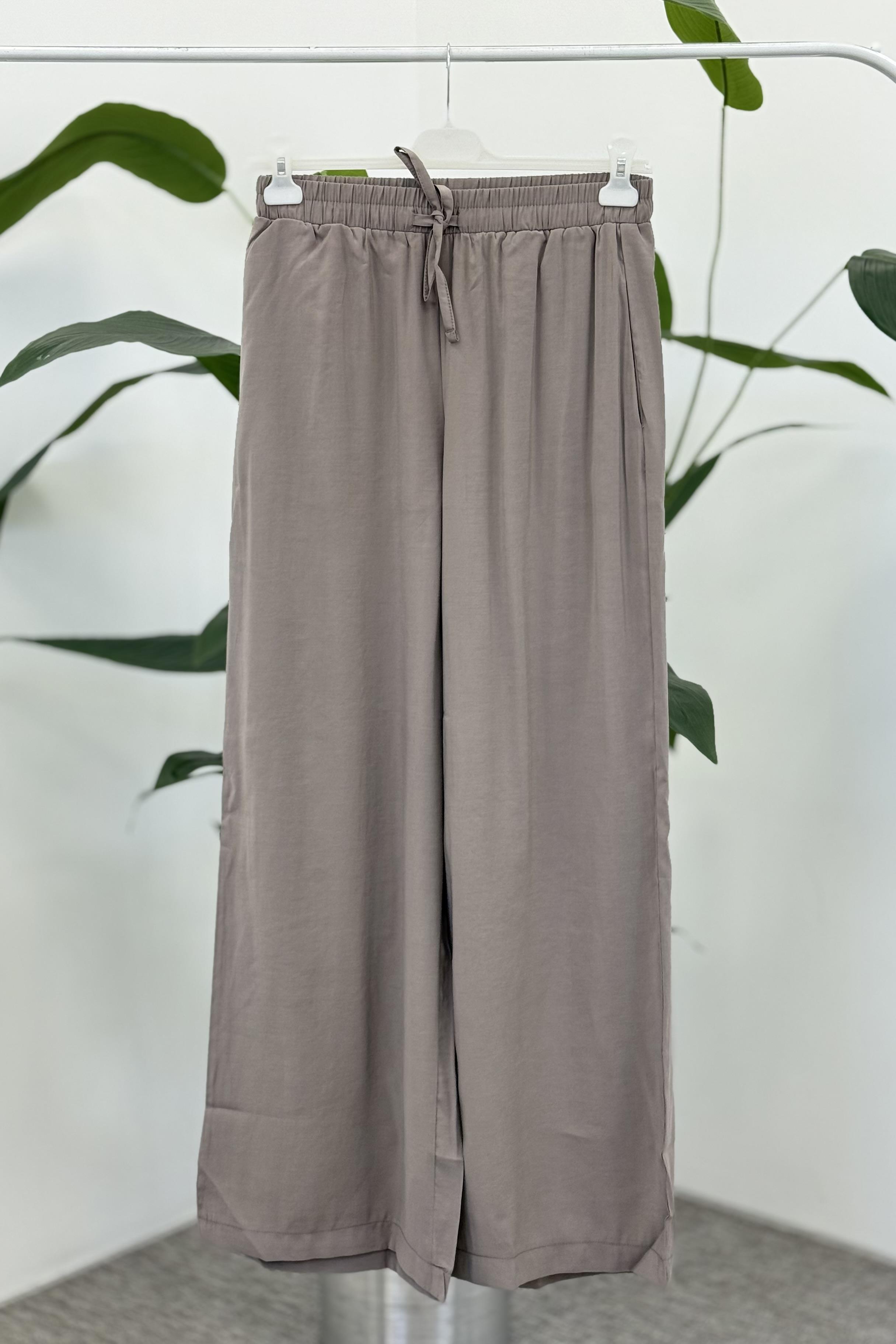 Beli Lastikli Bol Paça Pantolon 20646 - Vizon