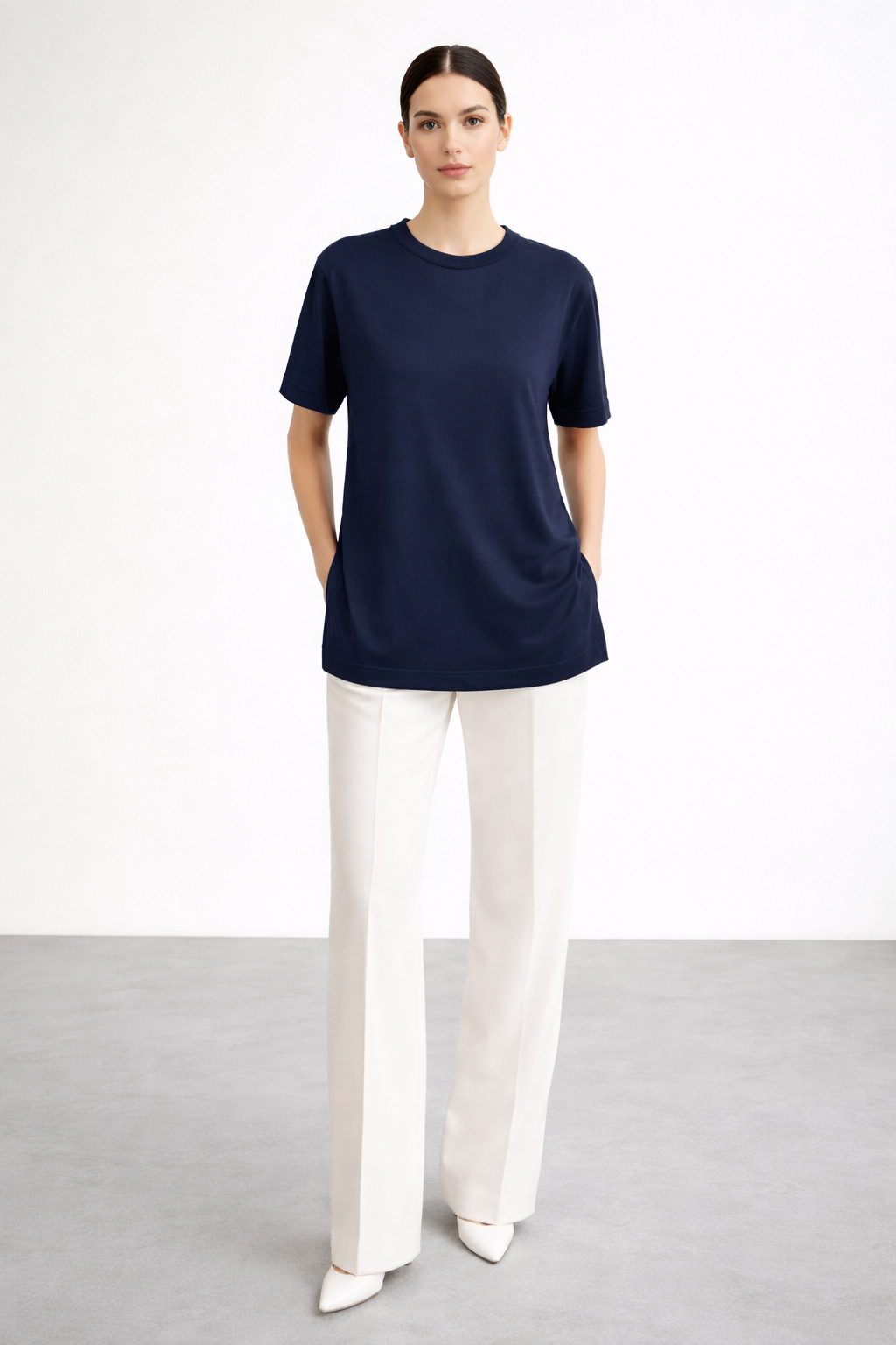 Ceremony 26y161 Kısa Kollu Bambu Bluz - Lacivert