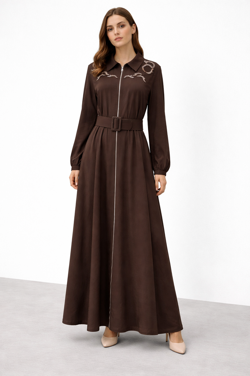 Ceremony 26Y760 Belden Kemer Detaylı Zegna Elbise - Kahve