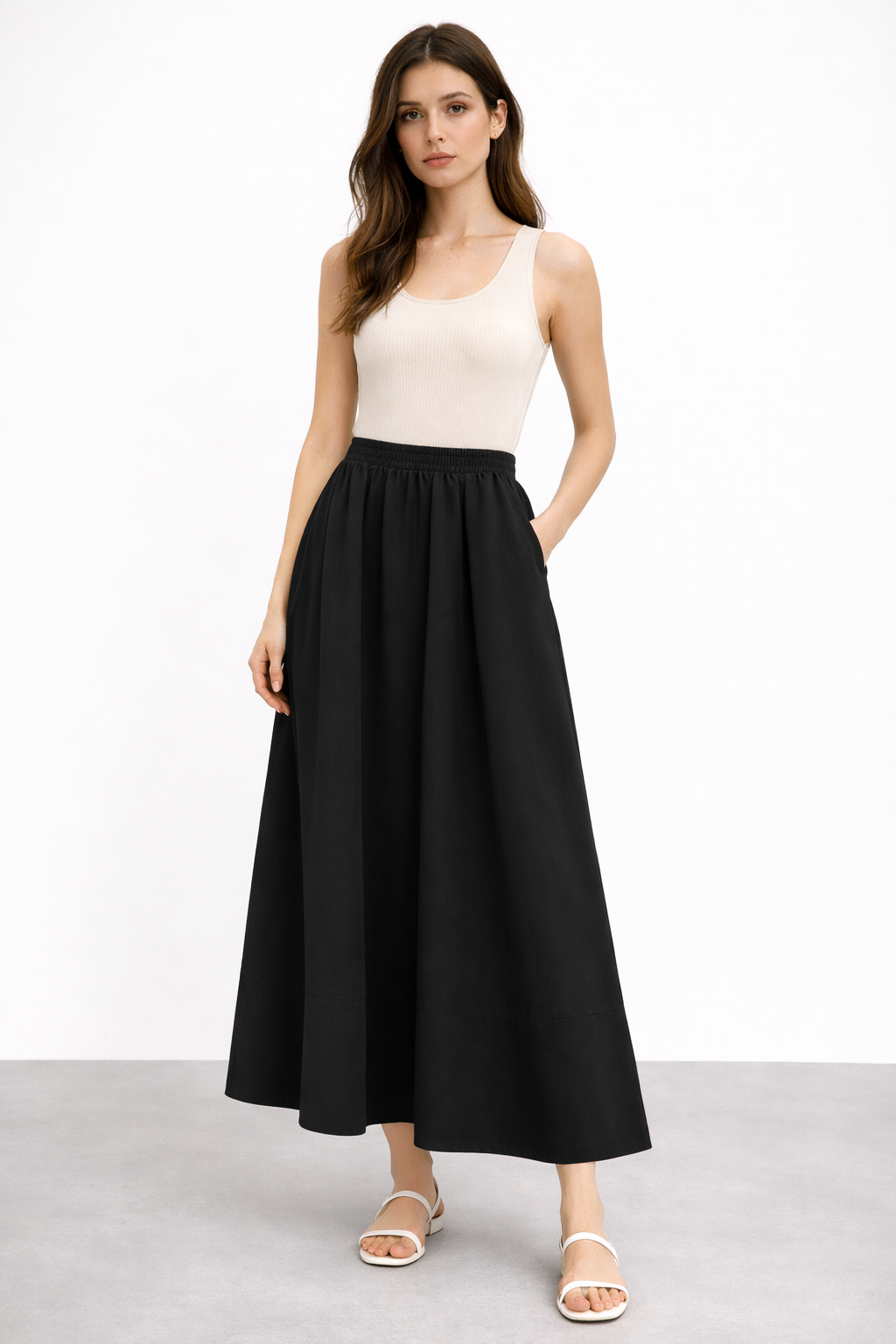 Sentez 5479 Ely Beli Lastikli Etek - Siyah