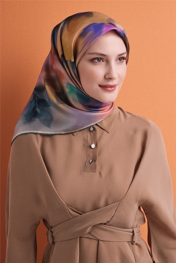 Armine Dj Saf Twill İpek Eşarp 9603D (T) - Yeşil Eşarp ARMİNE 
