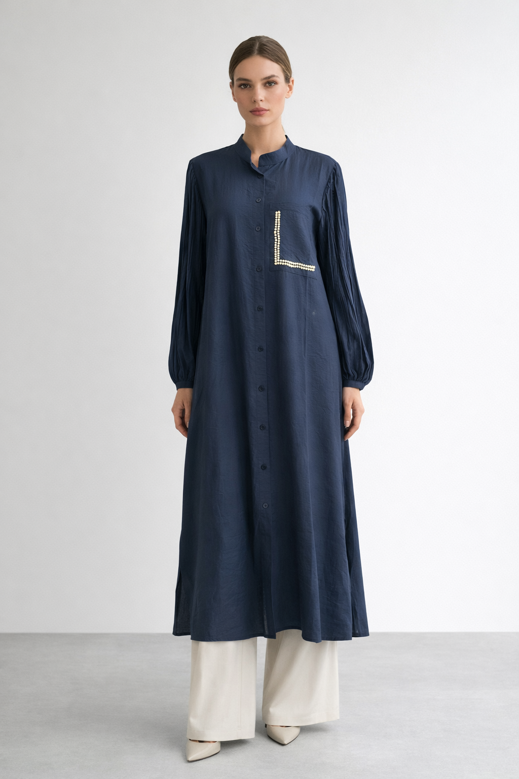 Micca 261869M Cep İnci Detay Ferace - Lacivert