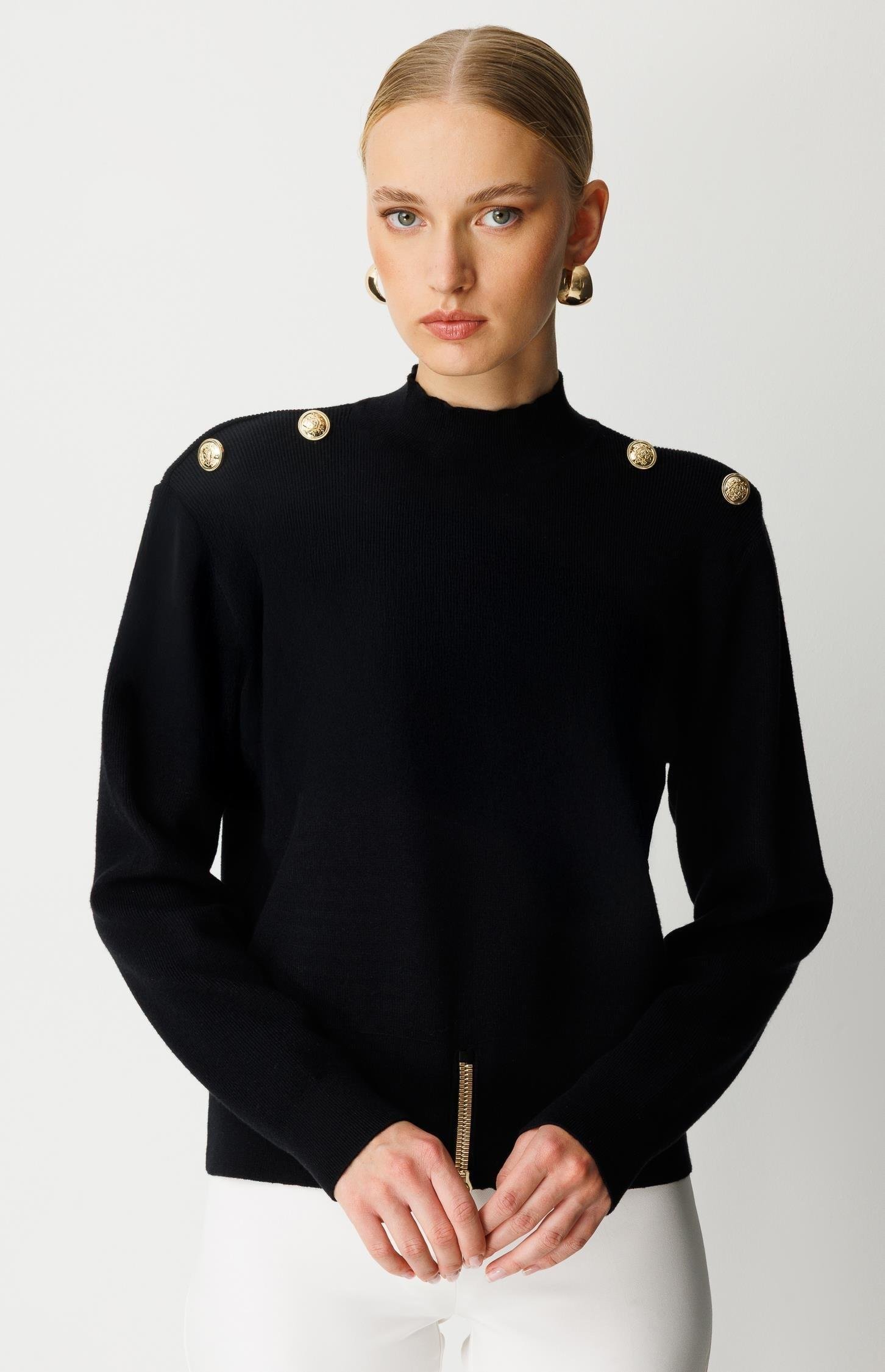 Ghisa 4863 Vatkalı Kısa Tunik - Siyah