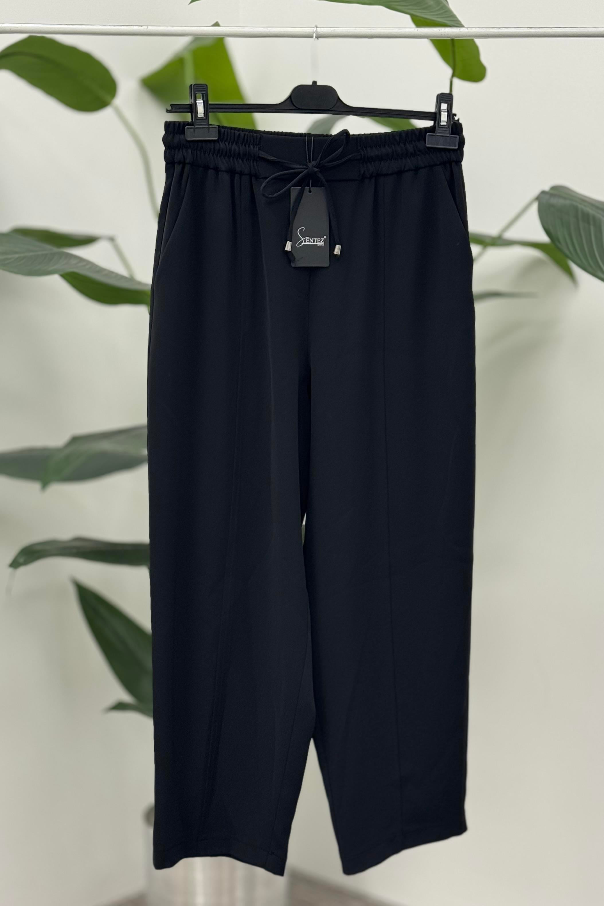 Sentez 5618 Elegance Beli Lastikli Pantolon - Siyah
