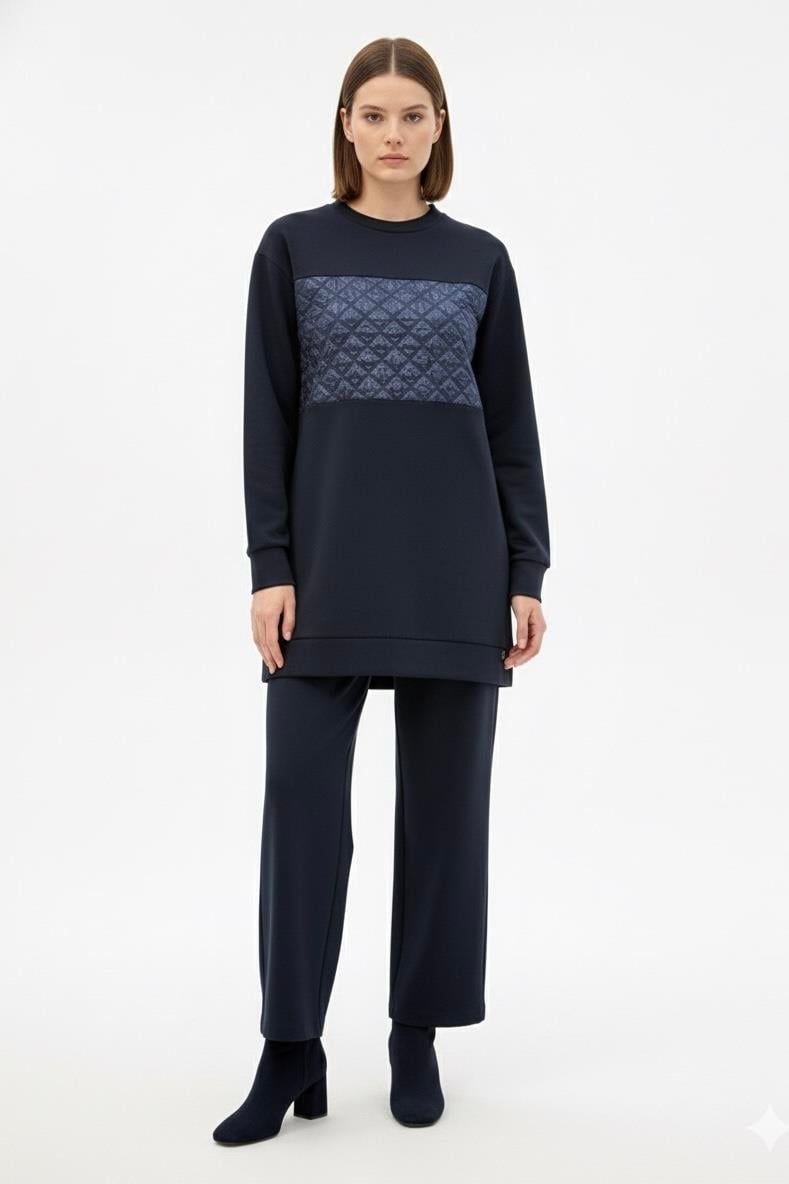 Armine Trend 25KT654 Kapitone Detay Pantolonlu Takım - Lacivert