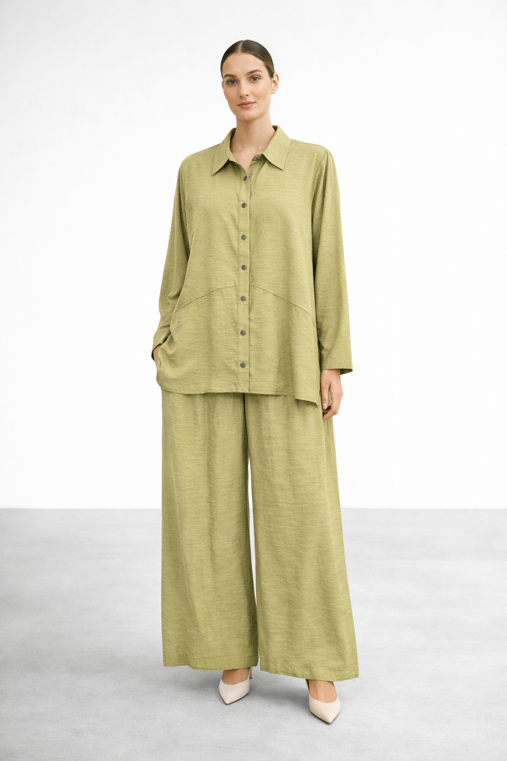 Ceremony 26Y906 Önü Çıtçıtlı Aller Detaylı Pantolonlu Takım - Yağ Yeşili