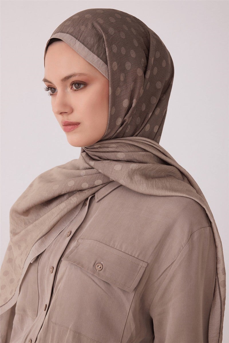 Belli 4438 Puantiye Desenli Lena Şal Vizon Şal BELLI 