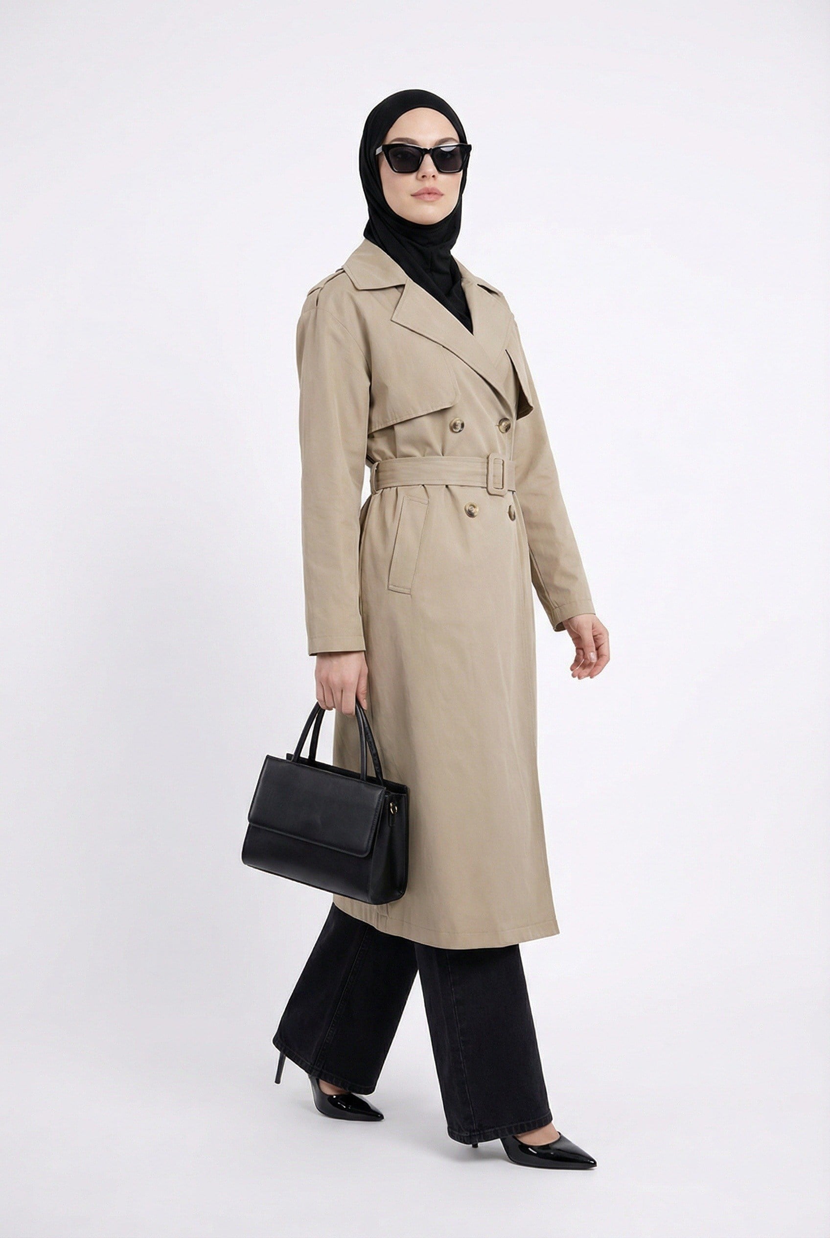 Armine Trend 26YT706 Bel Kemer Detay Trenç - Bej