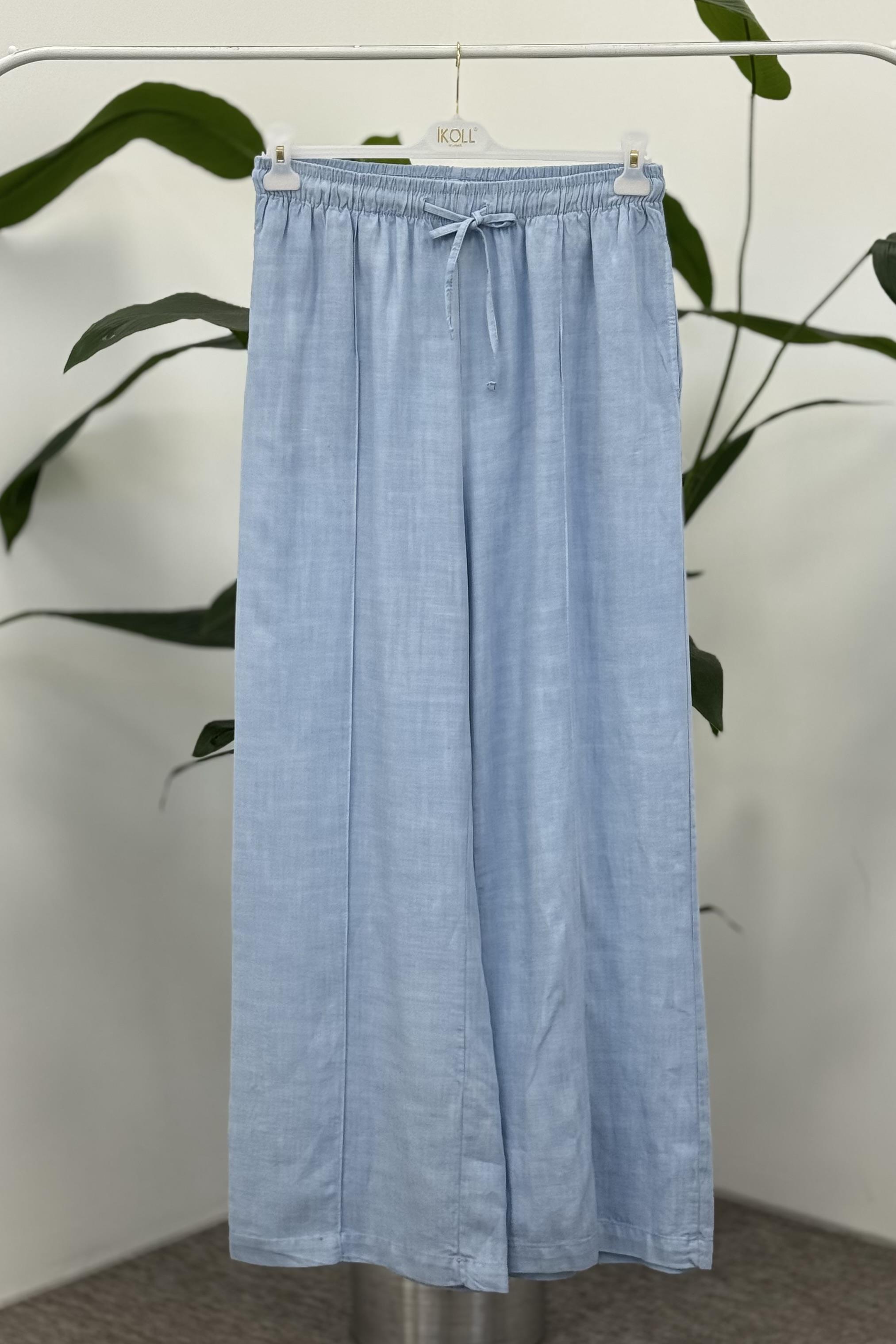 Tencel Geniş Paça Pantolon 34208 - Açık Mavi