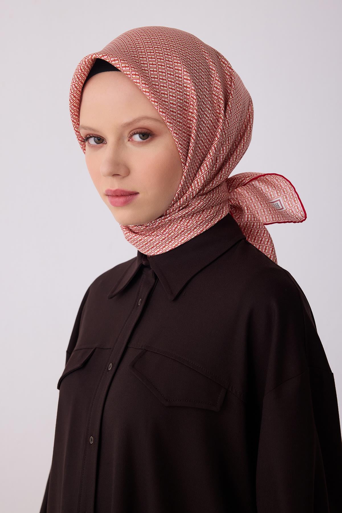 Belli Saf Twill İpek Eşarp 4321D (T) - Kırmızı