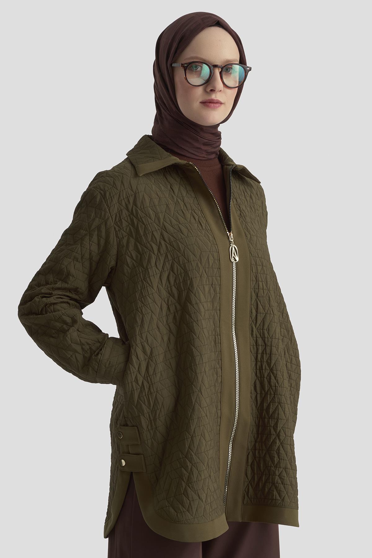 Armine Trend 25KT413 Oval Kesim Fermuarlı Kap - Yağ Yeşili