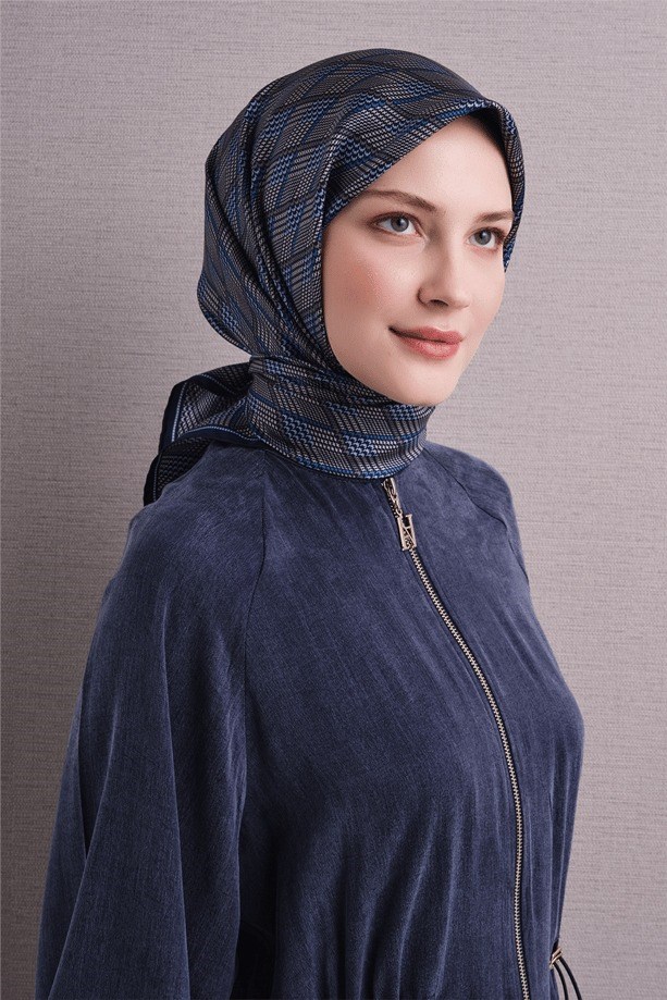 Armine Dj Saf Twill İpek Eşarp 9626D (T) - Mavi Eşarp ARMİNE 