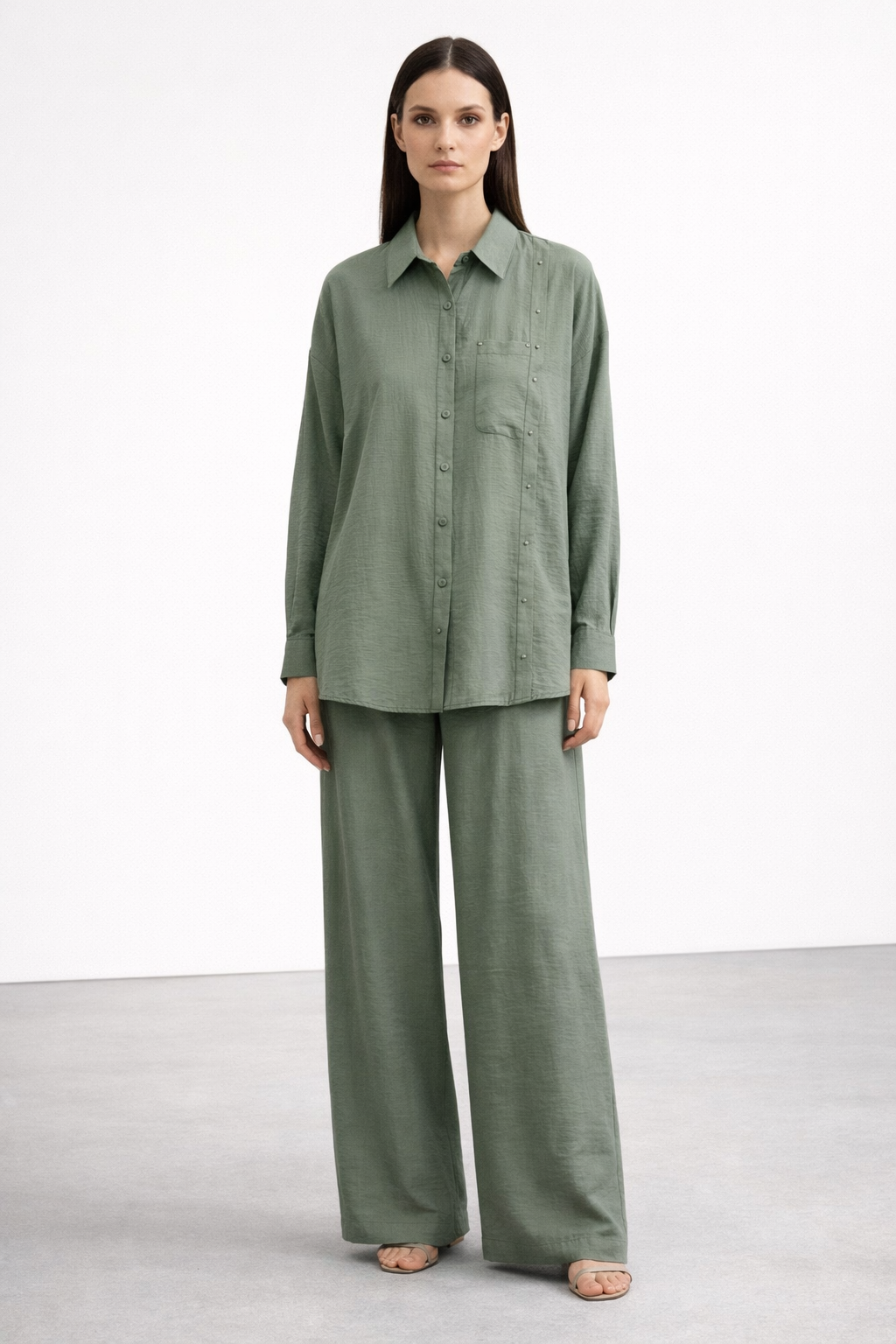 Ceremony 26Y910 Çapraz Cep Detaylı Pantolonlu Safari Takım - Yeşil