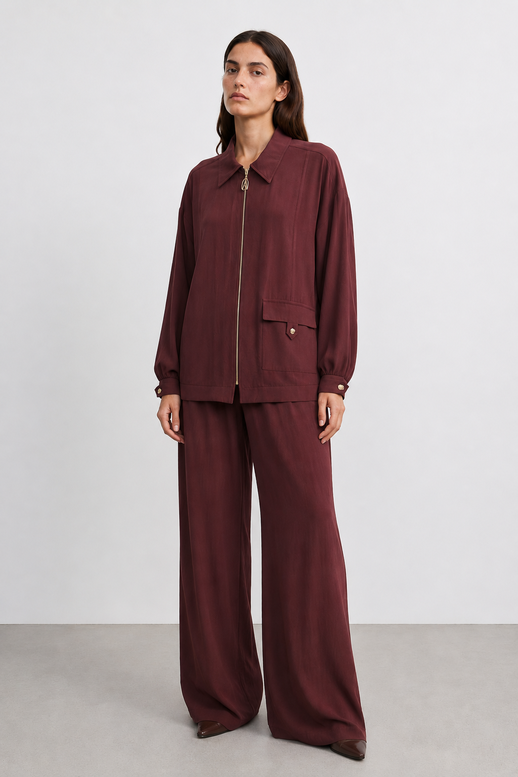 Armine Trend 26YT697 Tek Cep Detay Pantolonlu Takım - Bordo