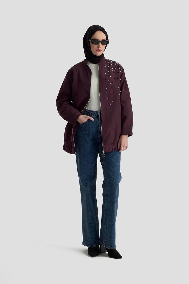 Armine Trend 25KT518 Omuz Taş Çakmalı Kap - Vişne