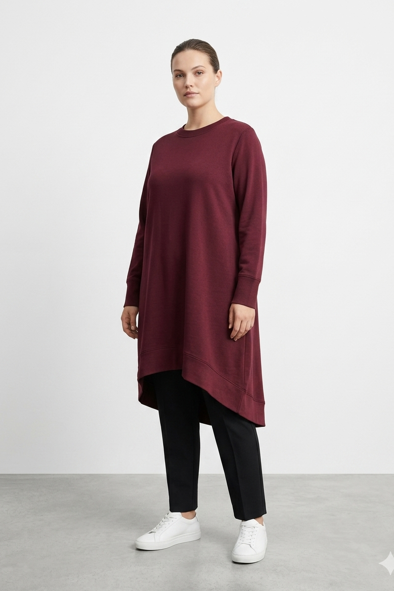 LissMore 6150 Triko Garnili Tunik - Bordo