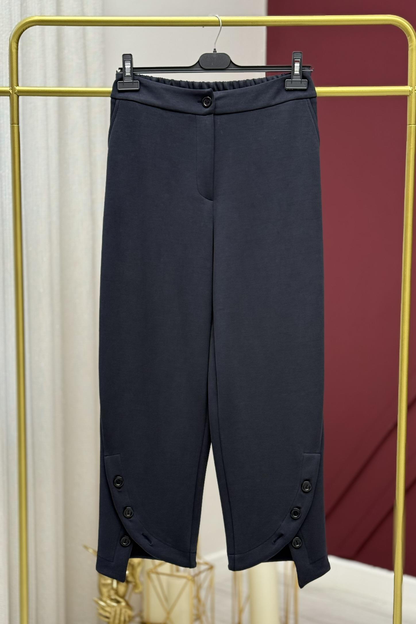 Sentez 5634 Hawaii Ön Paça Düğmeli Pantolon - Lacivert