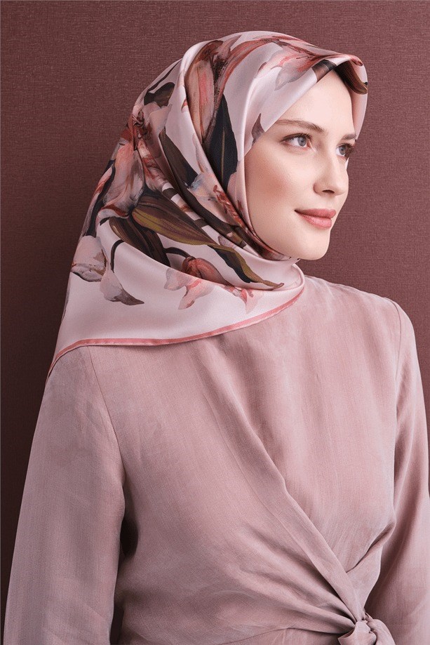 Armine Dj Saf Twill İpek Eşarp 9620D (T) - Pembe Eşarp ARMİNE 