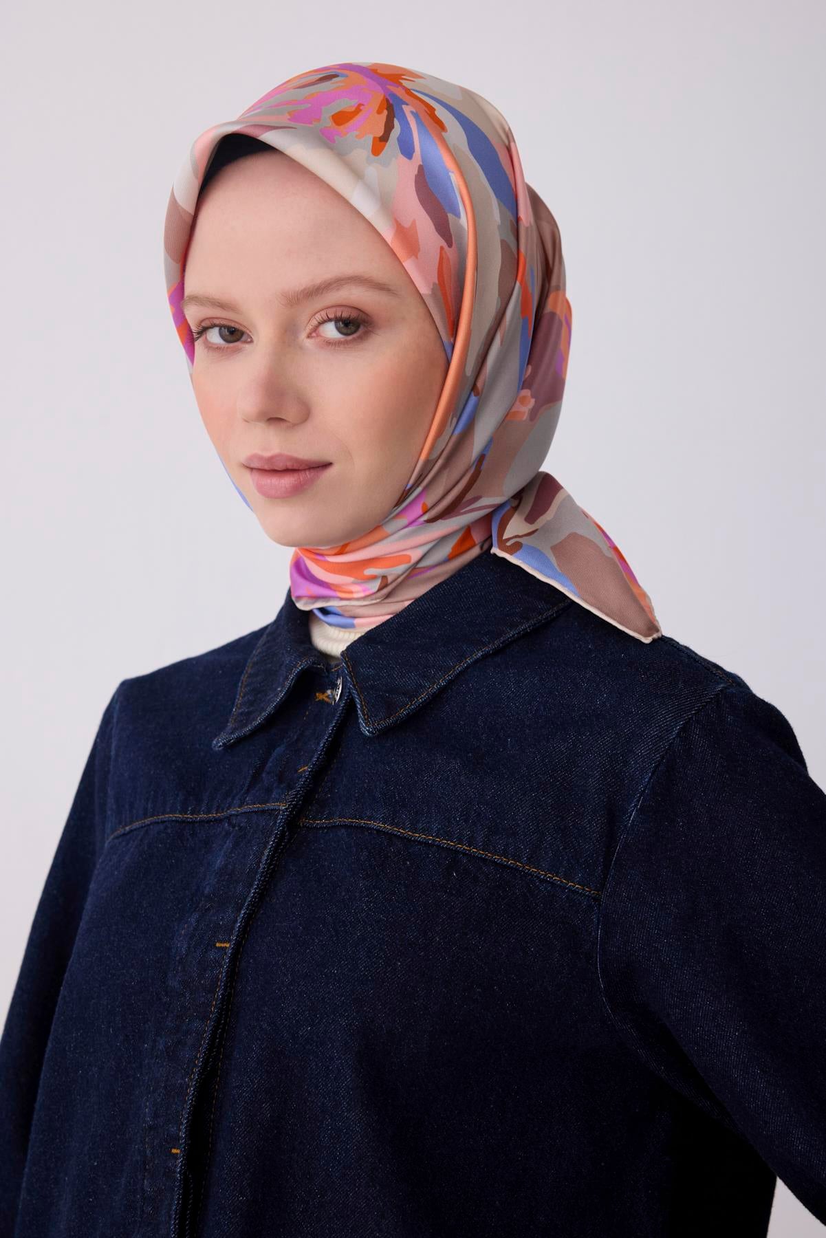 Belli Saf Twill İpek Eşarp 4315D (T) - Bej