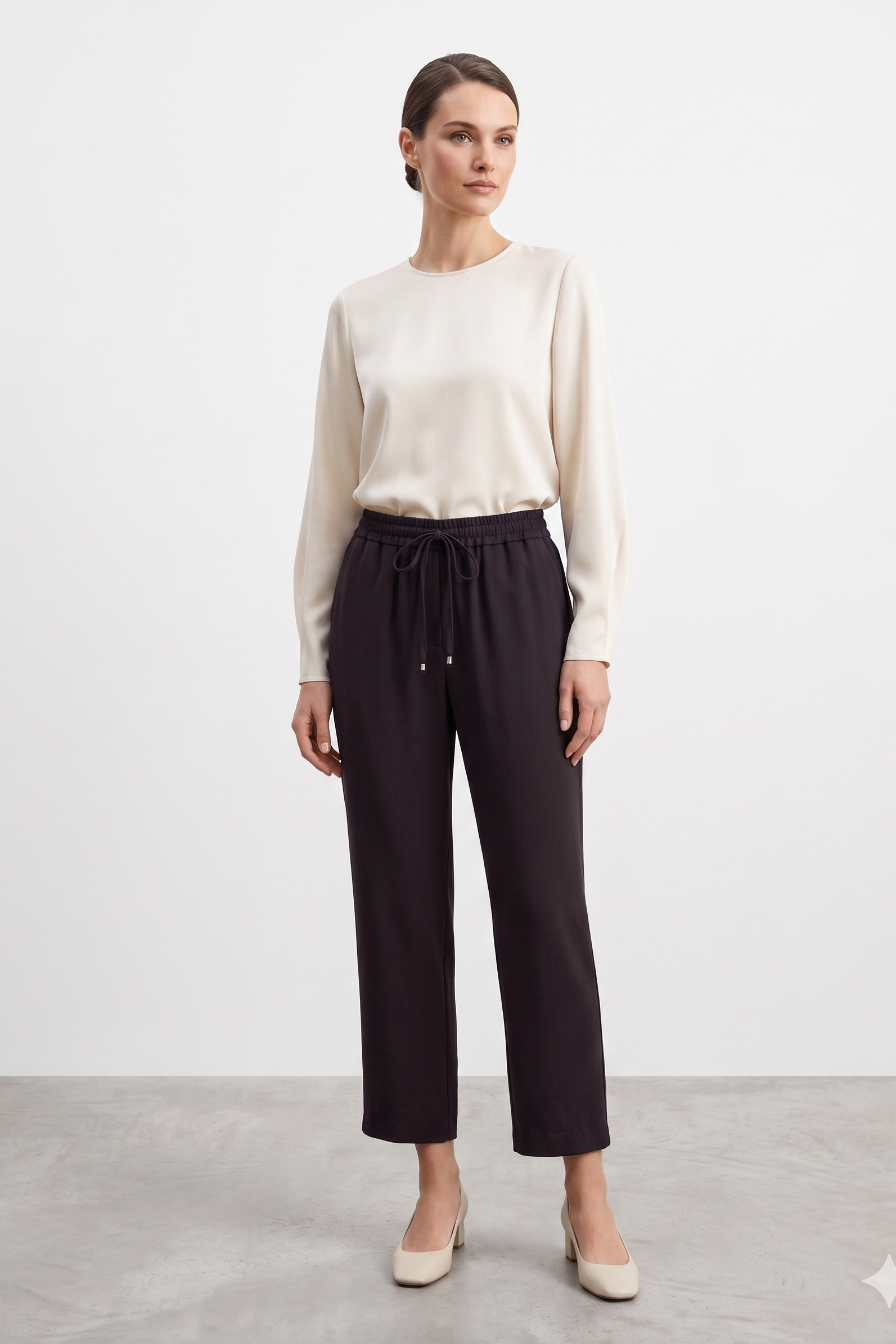 Sentez 5660 Vega Beli Lastikli Pantolon - Kahve