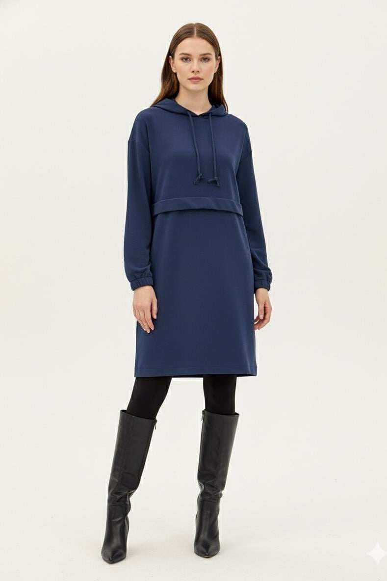Armine Trend 25KT462 Ön Kat Detay Kapişonlu Tunik - Lacivert
