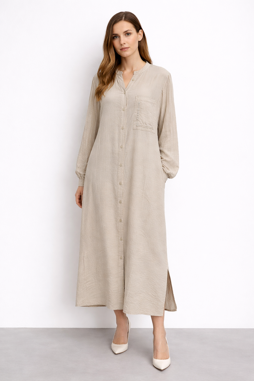 Micca 261869M Cep İnci Detay Ferace - Taş