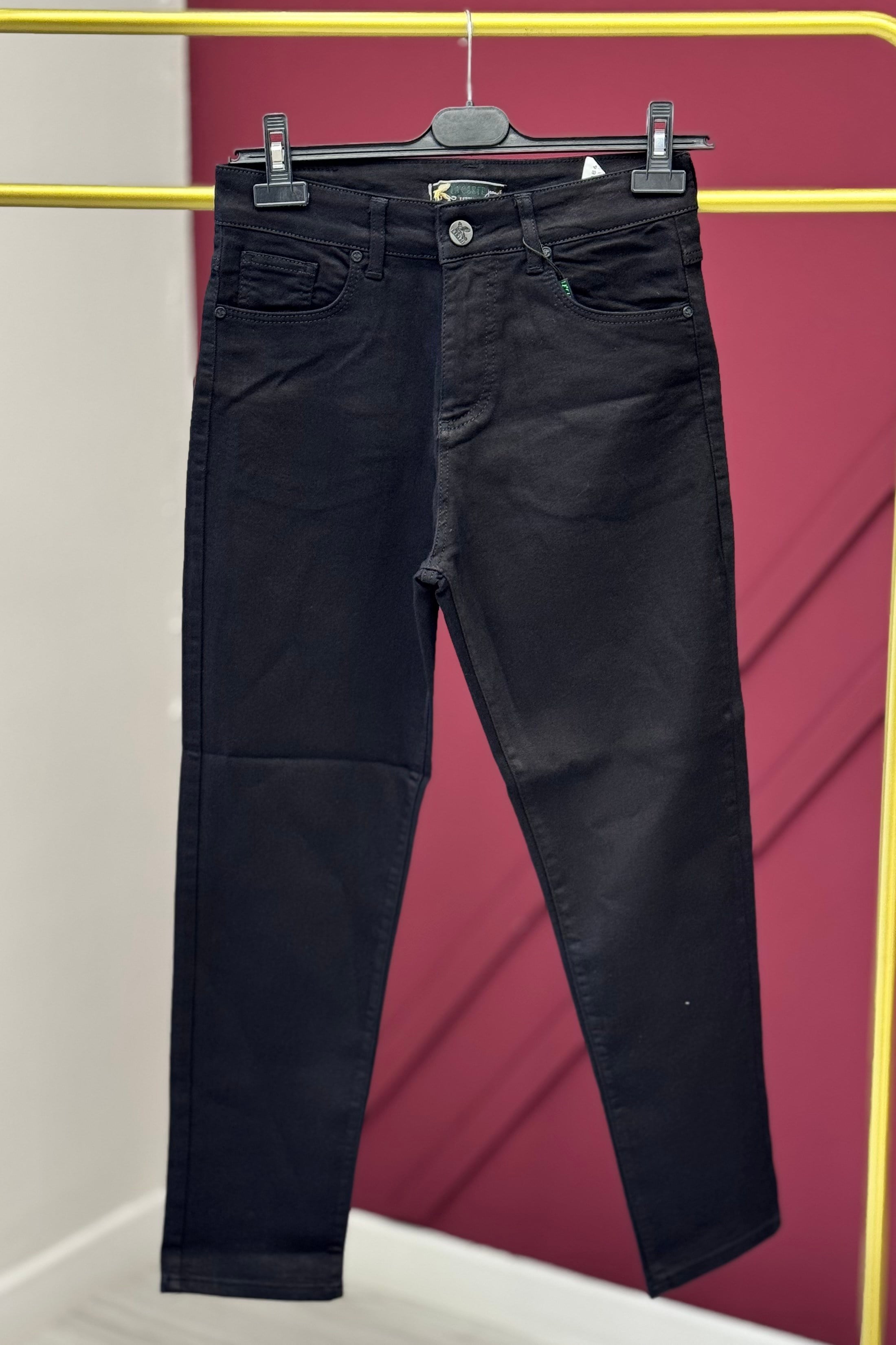 Mom Jeans Düz Kot Pantolon 0291-D - Siyah