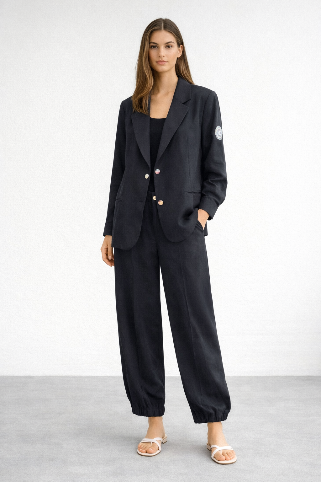 Ceremony 26Y938 Kolu Arma Detaylı Ceketli modal Takım - Siyah