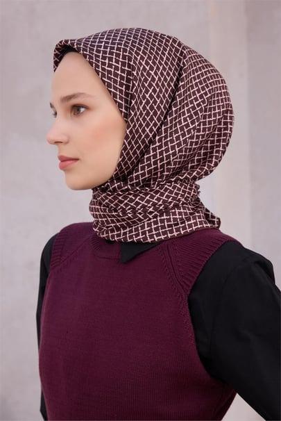 Belli Saf İpek Eşarp 4203D (T) - Acı Kahve