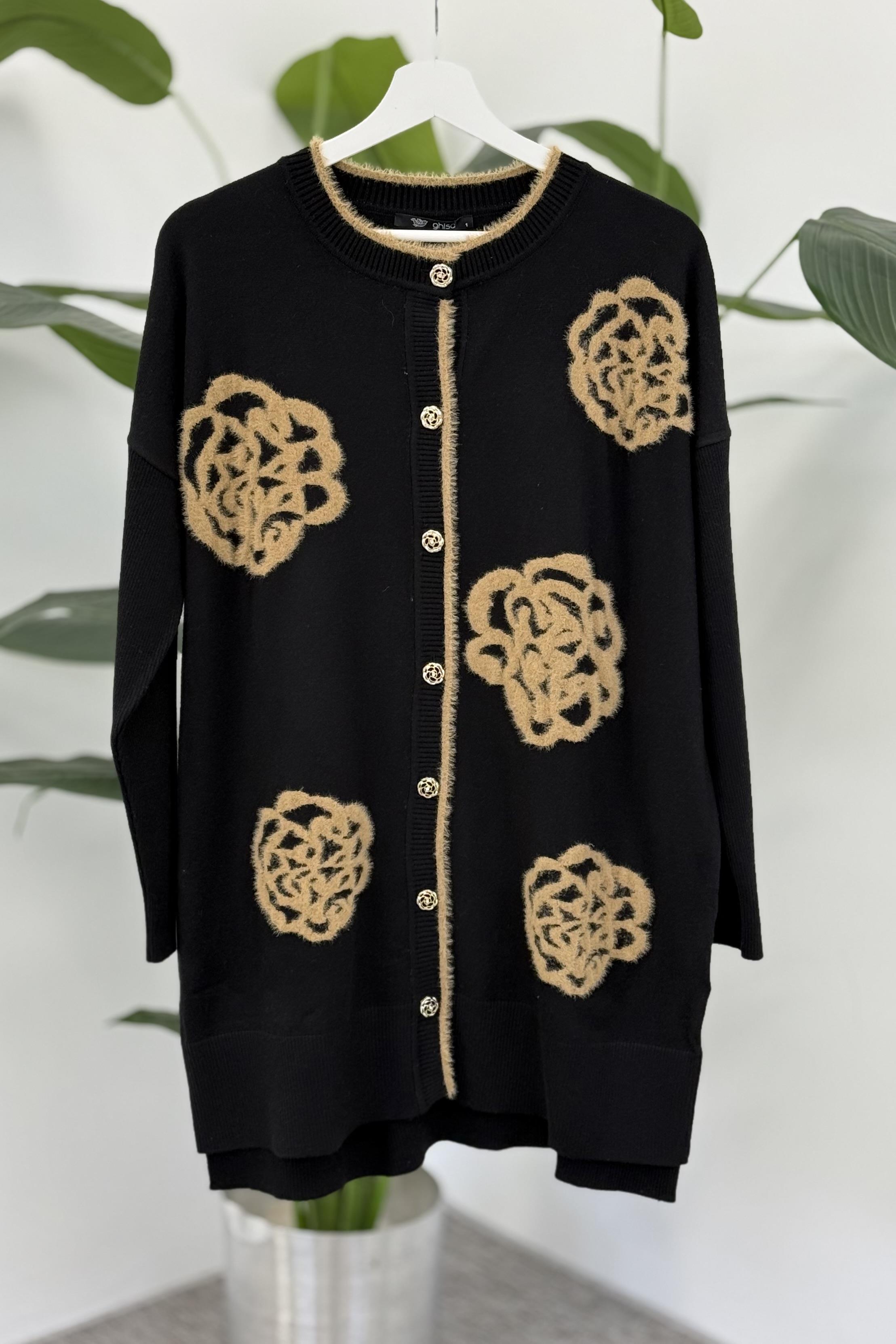 Ghisa 3086 Hırka - Siyah - Kahve