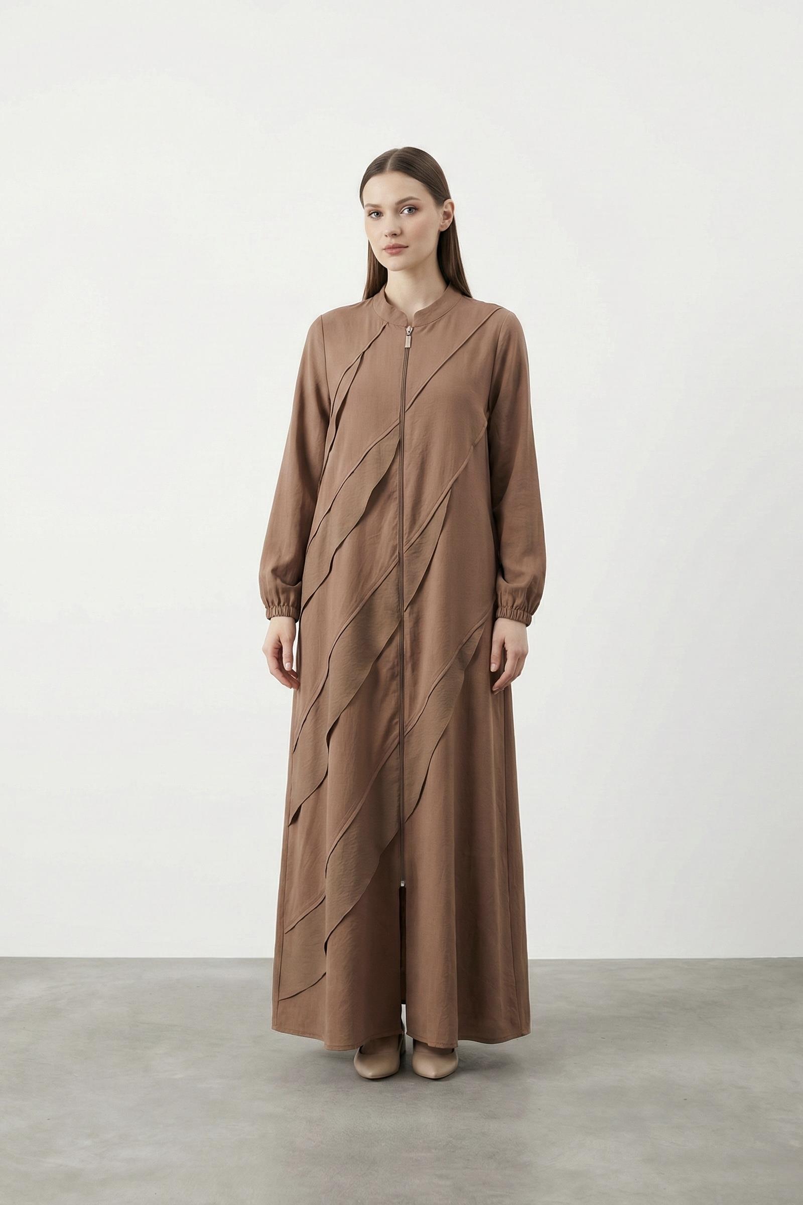 Micca 261530M Çapraz Volan Detay Ferace - Kahve