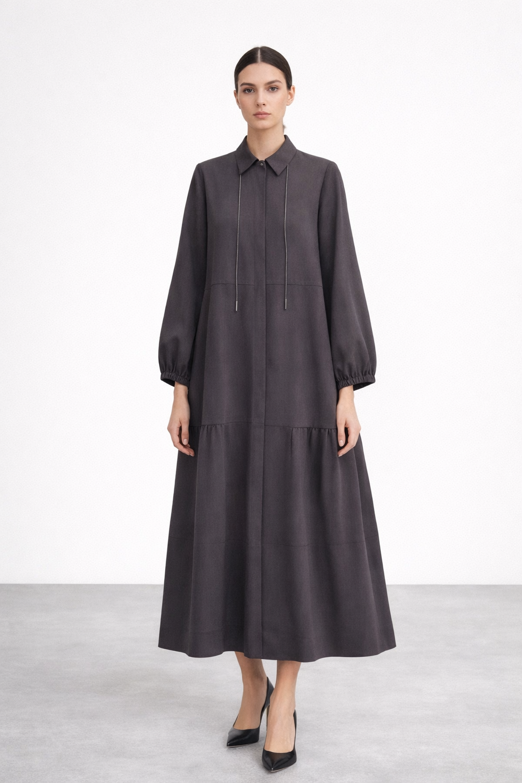 Micca 261540M Sim İp Detaylı Ferace - Kahve