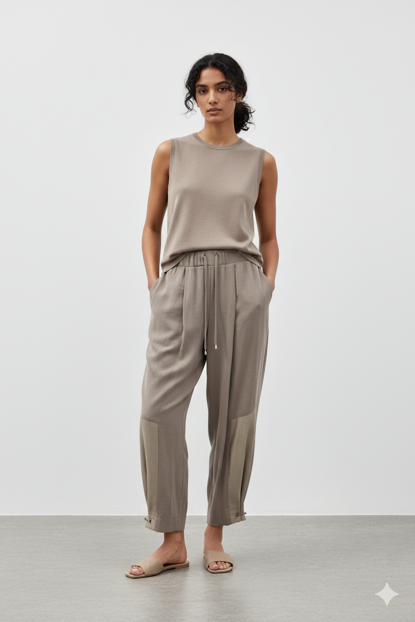 Paça Büzgü Detay Pantolon 18287 - Vizon