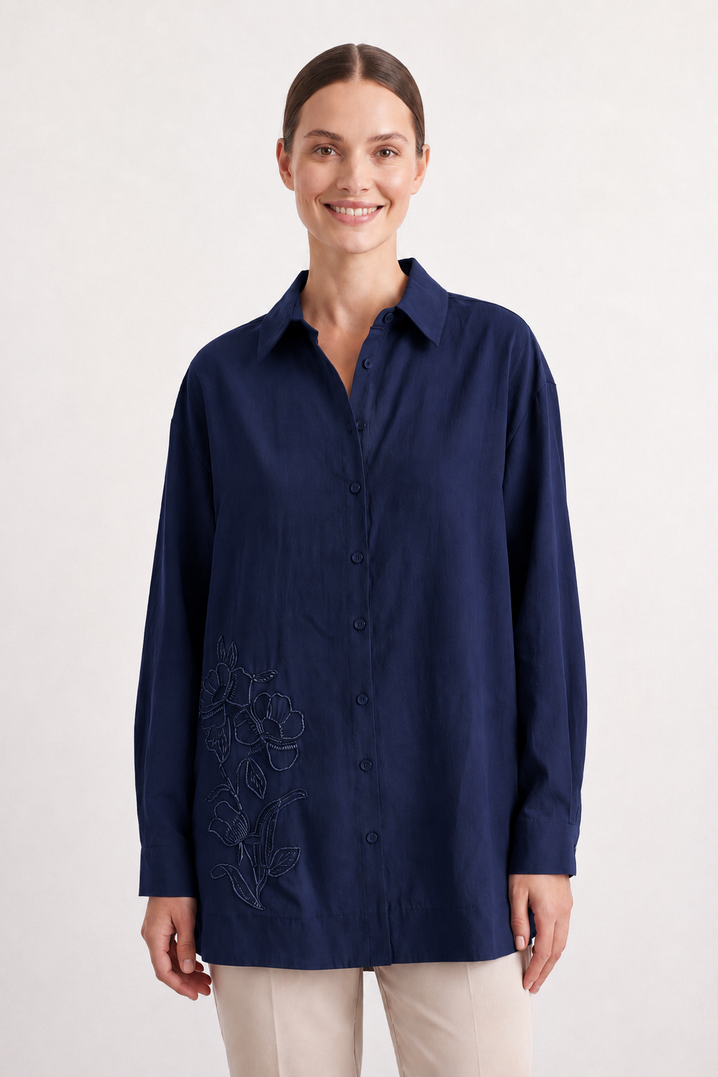 Boncuk İşlemeli Tunik 10793 - F.Navy
