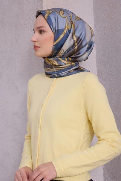 Belli Saf İpek Eşarp 4206D (T) - Açık Mavi