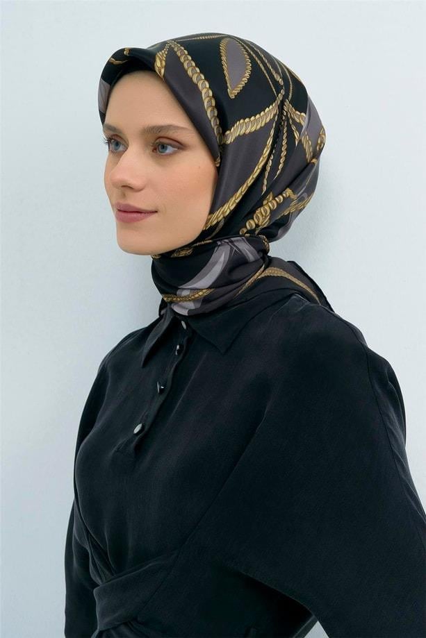 Armine Dj Saf Twill İpek Eşarp 9531D (T) - Siyah